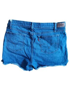 Womens Denim Shorts Levis 34W Mid-Rise Blue Size 16 Stretch